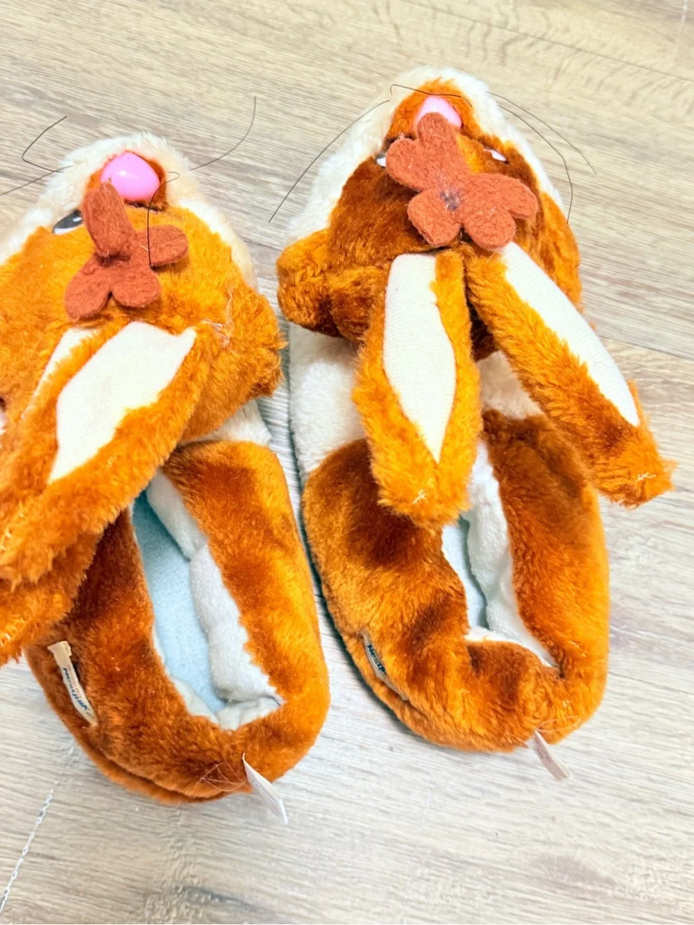 Kids Plush Nesquick Bunny Slippers in Orange - Soft Cozy